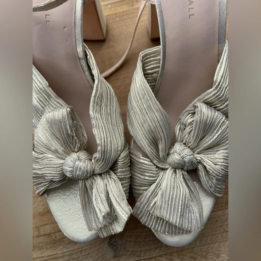 Loeffler Randall Natalia Platinum Platform Bow Heel Women’s Size 12 in Platinum